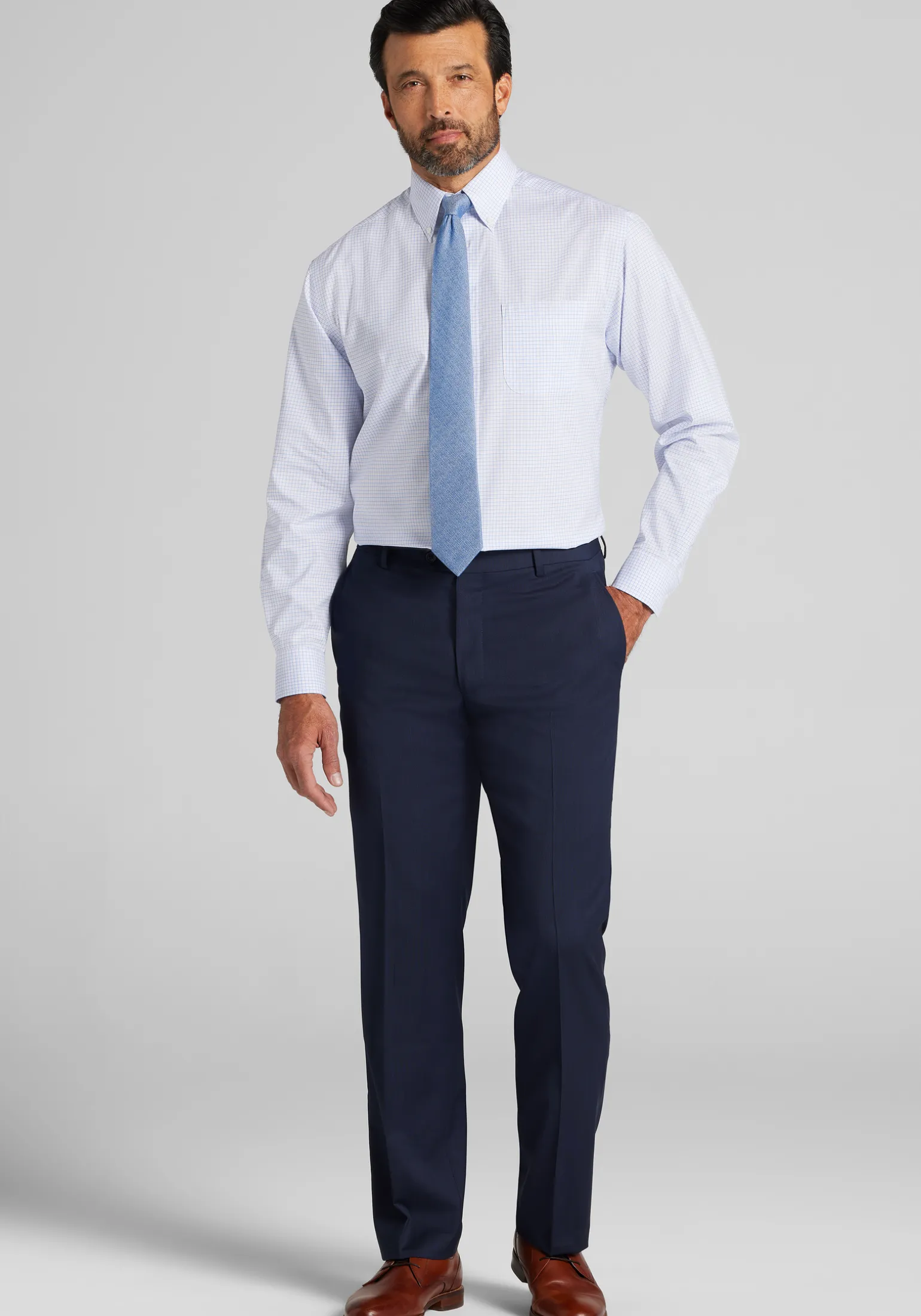 Traveler® Collection Traditional Fit Graph Plaid Dress Shirt