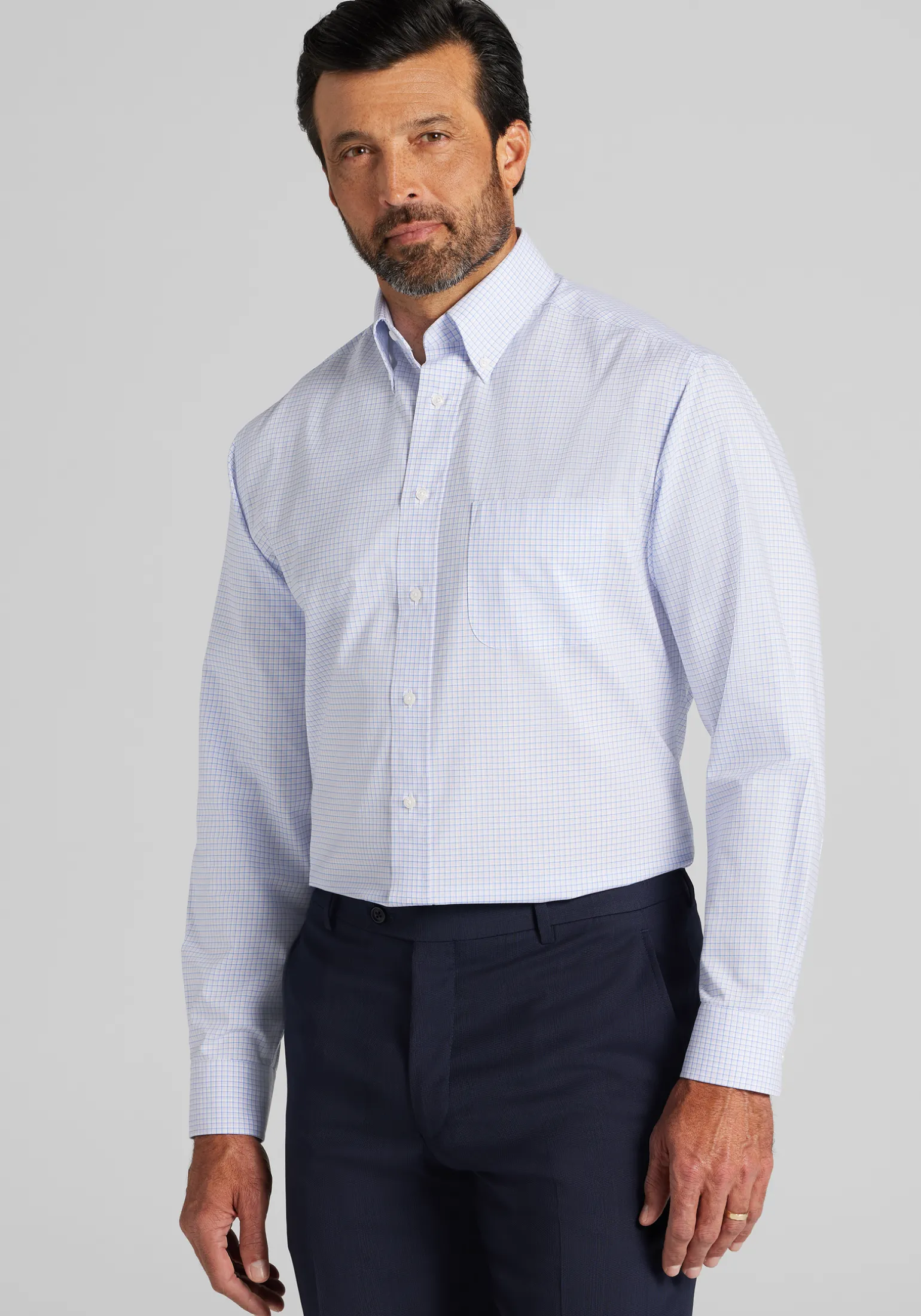 Traveler® Collection Traditional Fit Graph Plaid Dress Shirt