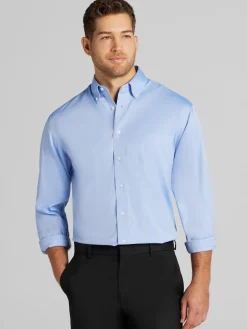 Traveler® Collection Traditional Fit Button-Down Collar Solid Dress Shirt