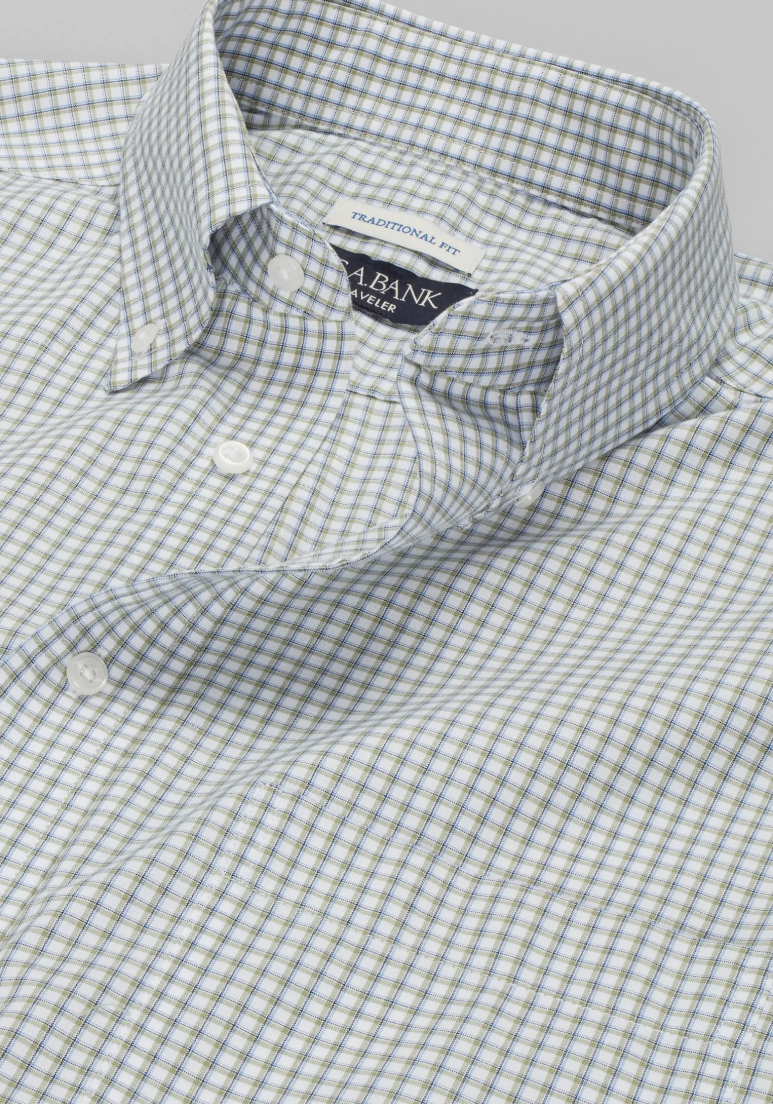 Traveler® Collection Traditional Fit Button-Down Collar Plaid Dress Shirt