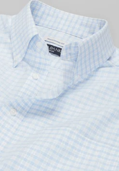 Traveler® Collection Traditional Fit Button-Down Collar Plaid Dress Shirt