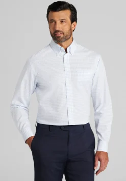 Traveler® Collection Traditional Fit Button-Down Collar Plaid Dress Shirt