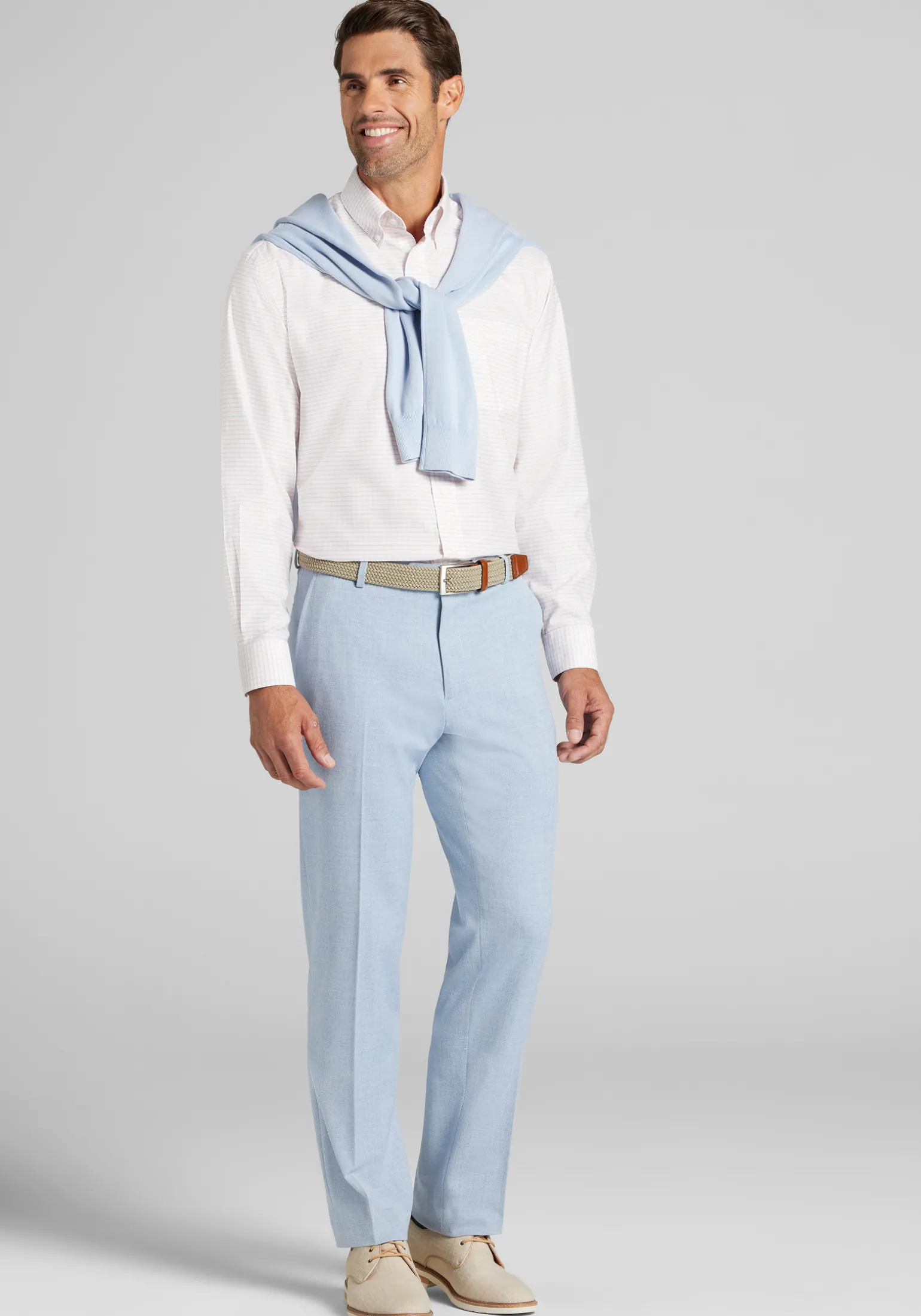 Traveler® Collection Traditional Fit Button-Down Collar Grid Dress Shirt