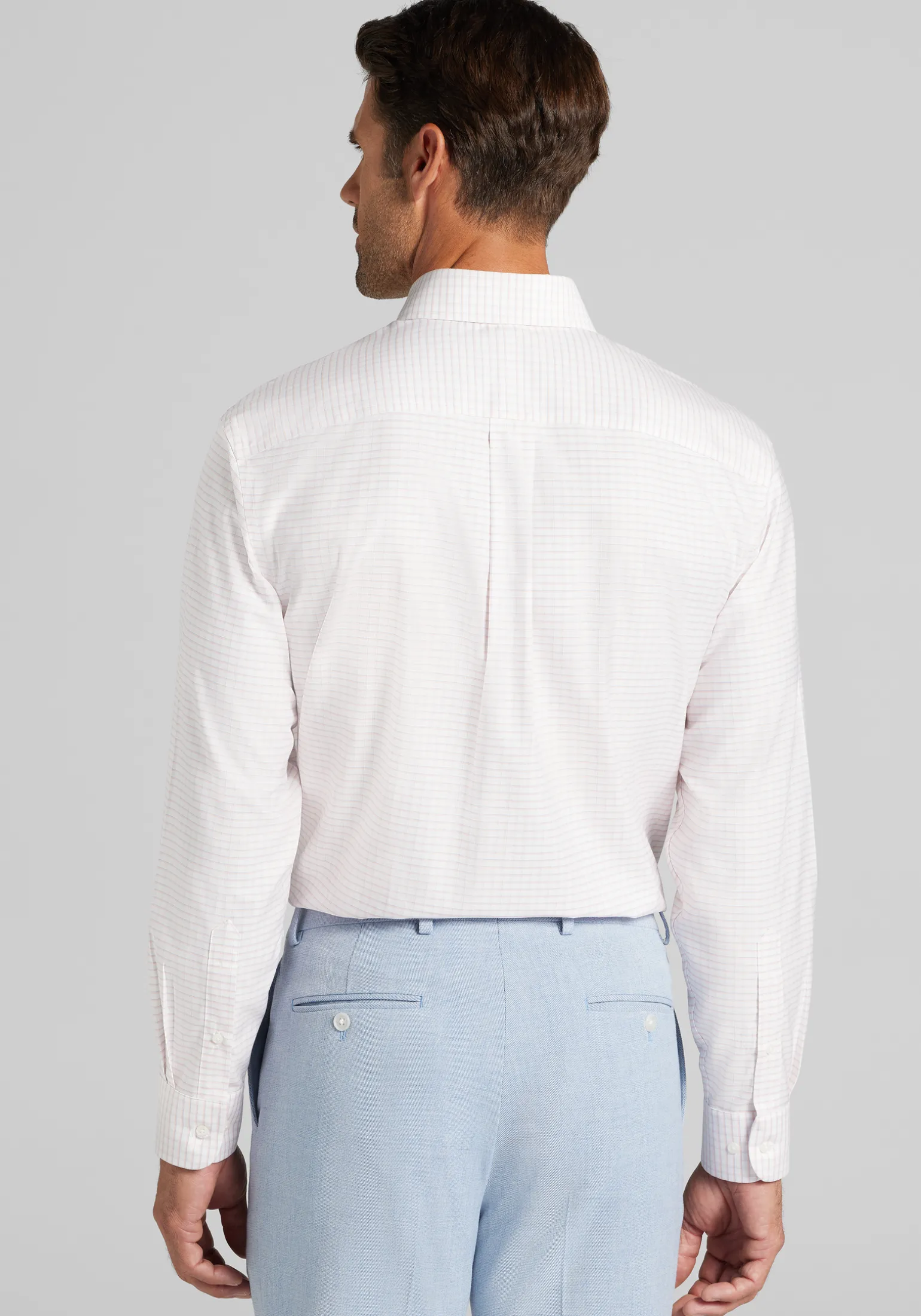 Traveler® Collection Traditional Fit Button-Down Collar Grid Dress Shirt