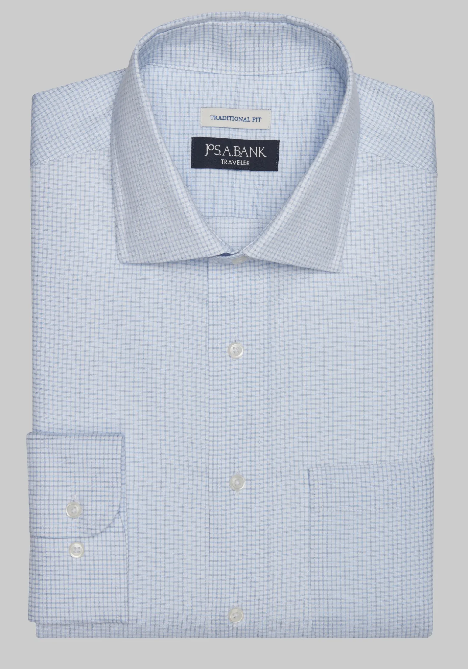 Traveler® Collection Traditional Fit Small Check Dress Shirt - Big & Tall