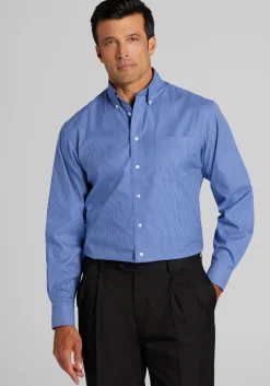 Traveler® Collection Traditional Fit Button-Down Collar Mini Check Dress Shirt