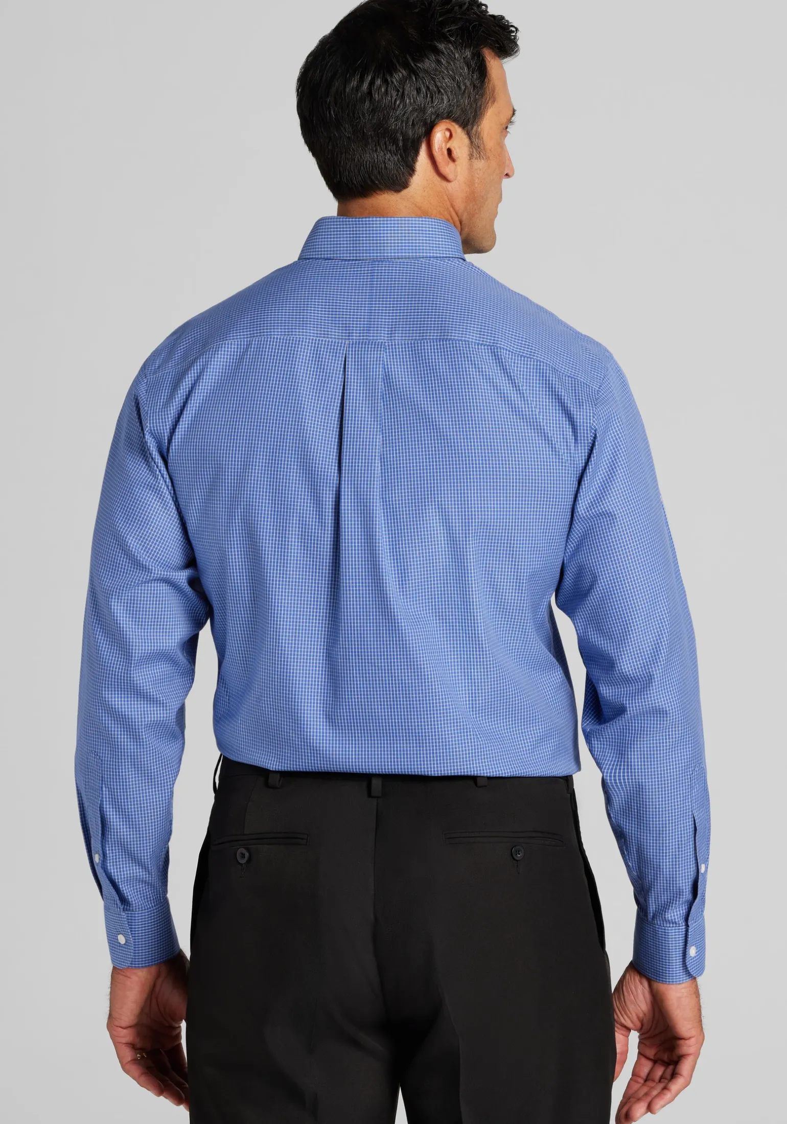 Traveler® Collection Traditional Fit Button-Down Collar Mini Check Dress Shirt