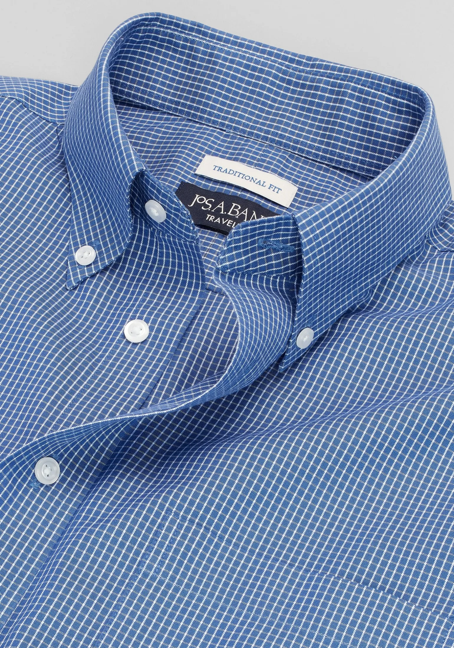 Traveler® Collection Traditional Fit Button-Down Collar Mini Check Dress Shirt
