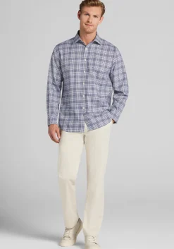 Traveler® Collection Traditional Fit Glen Plaid Button Up Shirt