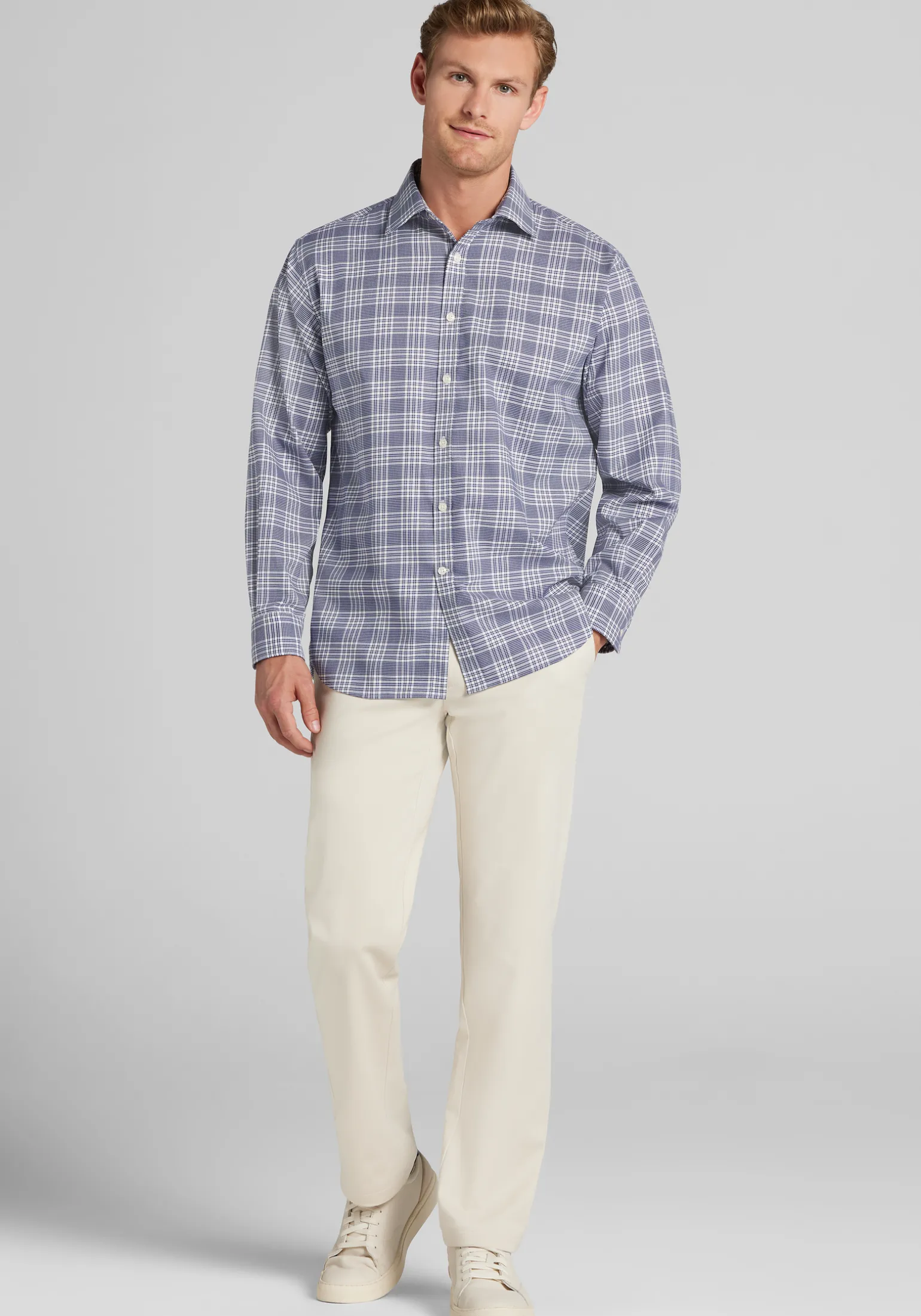 Traveler® Collection Traditional Fit Glen Plaid Button Up Shirt