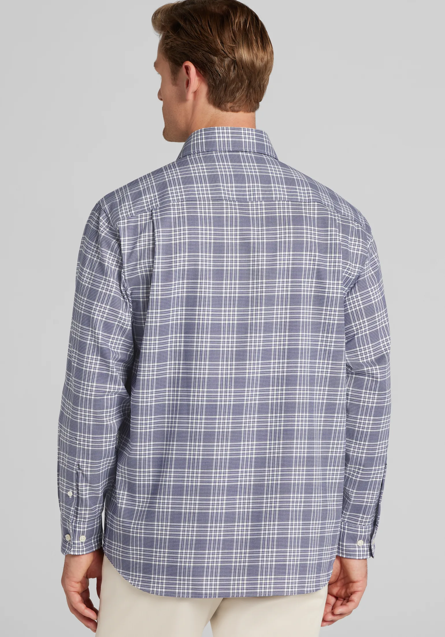 Traveler® Collection Traditional Fit Glen Plaid Button Up Shirt