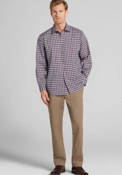 Traveler® Collection Traditional Fit Offset Check Pattern Button Up Shirt