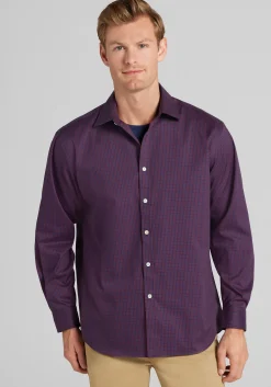 Traveler® Collection Traditional Fit Grid Check Button Up Shirt