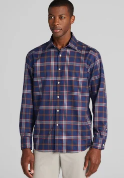 Traveler® Collection Traditional Fit Large Plaid Button Up Shirt