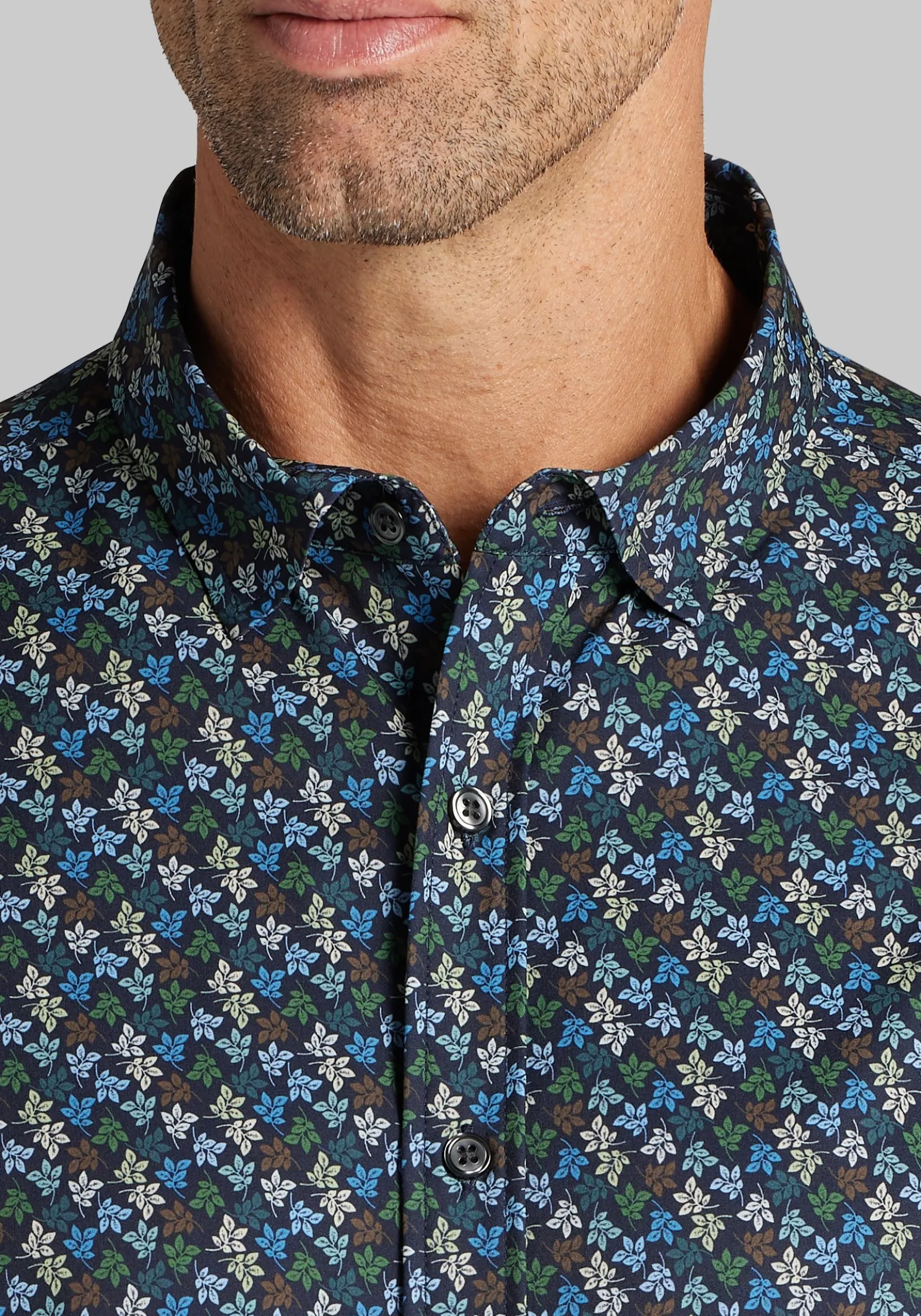 Traveler® COOLMOTIONTailored Fit Leaves 4-Way Stretch Button Up Shirt - Big & Tall