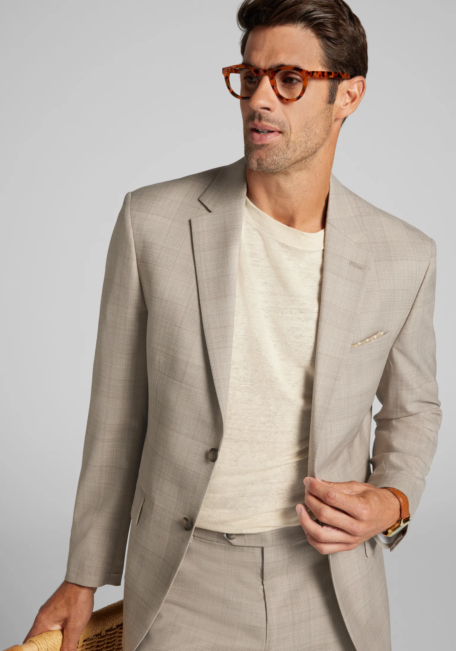 Traveler® COOLMOTION Tailored Fit Plaid Suit Jacket