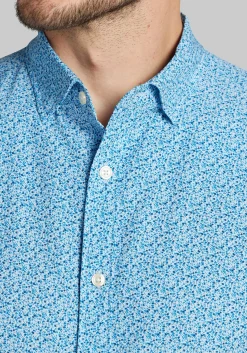 Traveler® COOLMOTION Tailored Fit Liberty Floral 4 Way Stretch Short Sleeve Button Up Shirt