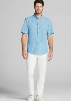 Traveler® COOLMOTION Tailored Fit Liberty Floral 4 Way Stretch Short Sleeve Button Up Shirt