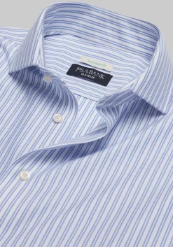 Traveler® COOLMOTION Tailored Fit Spread Collar Stripe Knit Dress Shirt