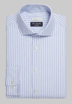 Traveler® COOLMOTION Tailored Fit Spread Collar Stripe Knit Dress Shirt