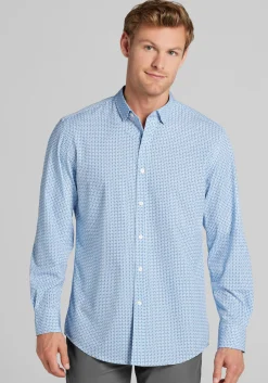 Traveler® COOLMOTION Tailored Fit Tile Medallion 4-Way Stretch Button Up Shirt