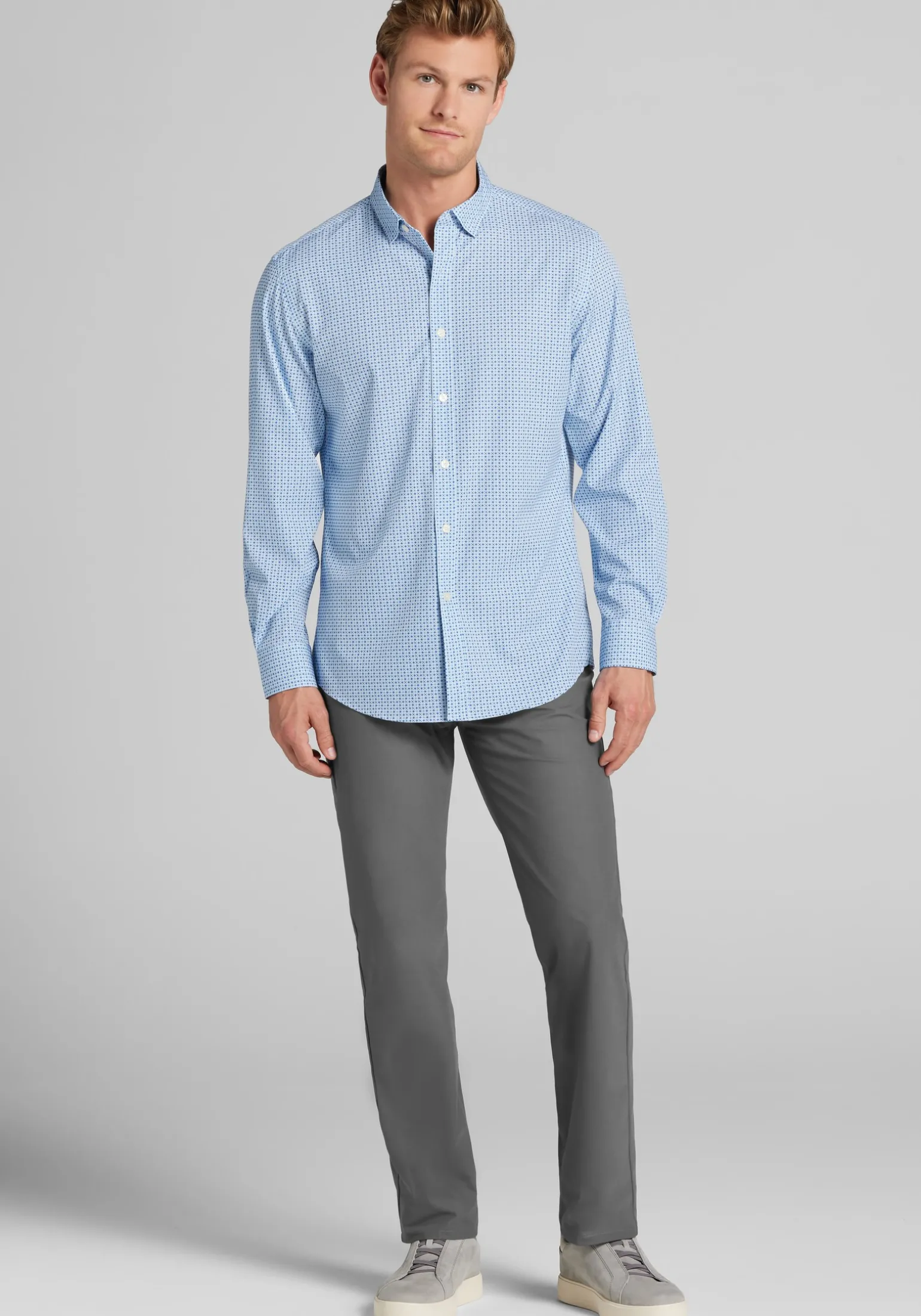 Traveler® COOLMOTION Tailored Fit Tile Medallion 4-Way Stretch Button Up Shirt