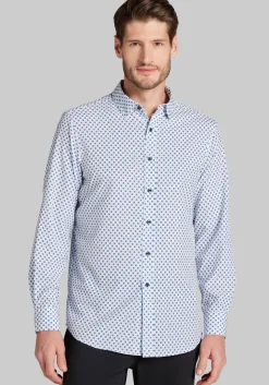 Traveler® COOLMOTION Tailored Fit Diamond Tile 4-Way Stretch Button Up Shirt