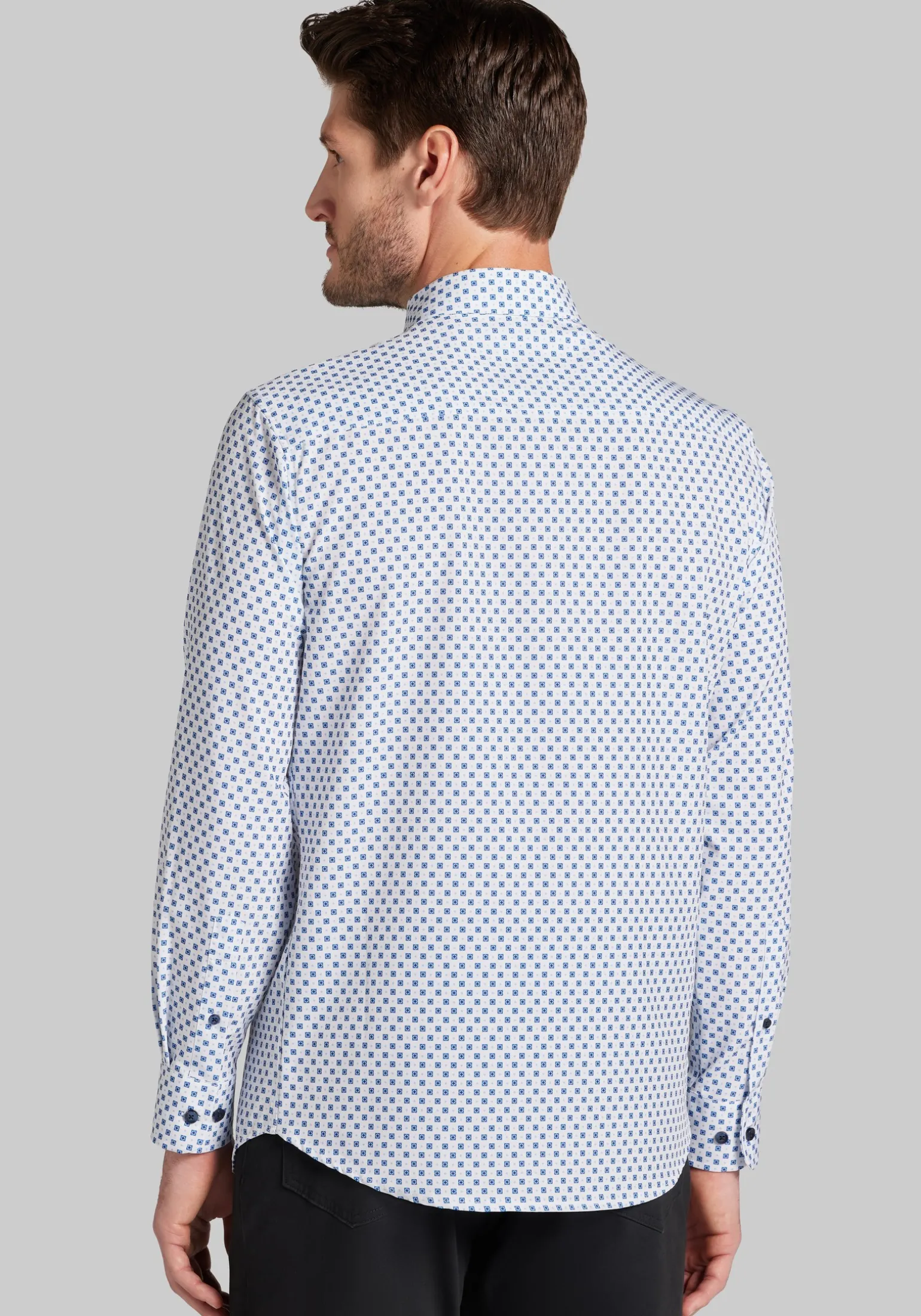 Traveler® COOLMOTION Tailored Fit Diamond Tile 4-Way Stretch Button Up Shirt