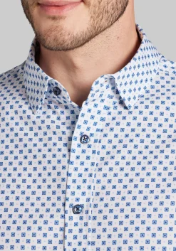 Traveler® COOLMOTION Tailored Fit Diamond Tile 4-Way Stretch Button Up Shirt