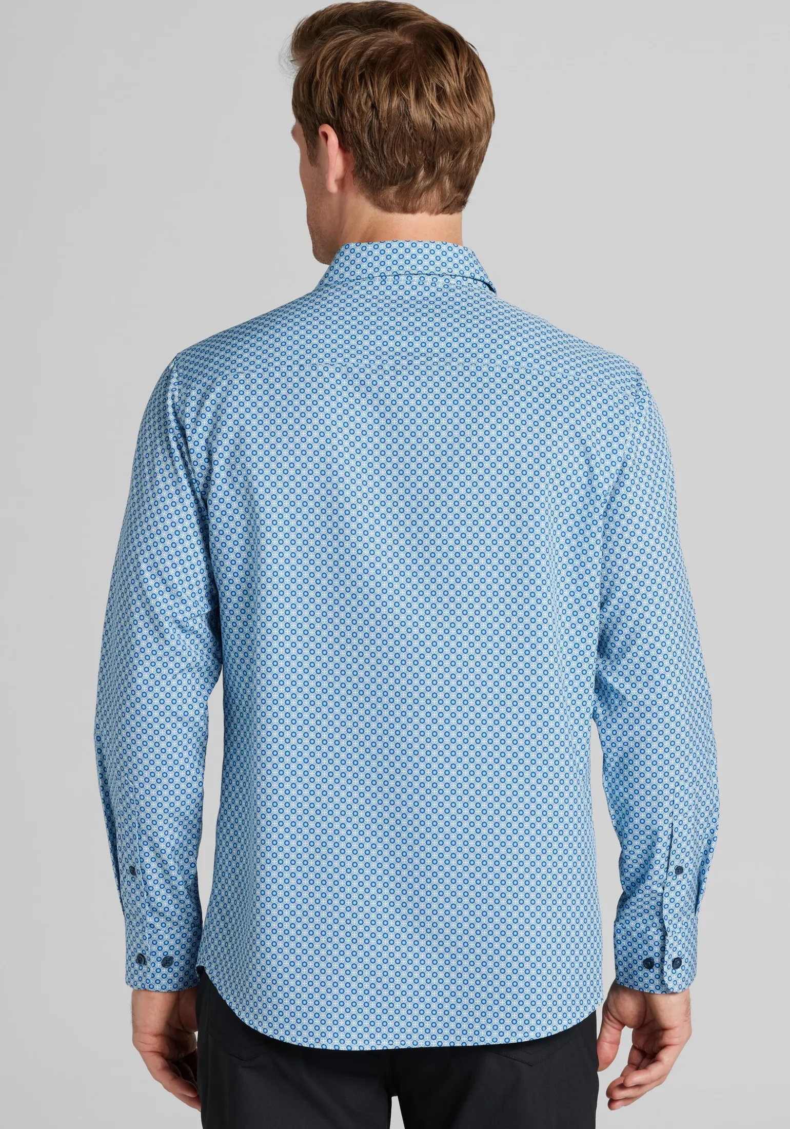 Traveler® COOLMOTION Tailored Fit Geometric 4-Way Stretch Button Up Shirt