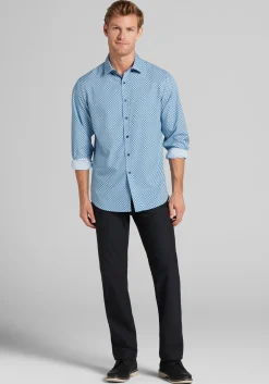 Traveler® COOLMOTION Tailored Fit Geometric 4-Way Stretch Button Up Shirt