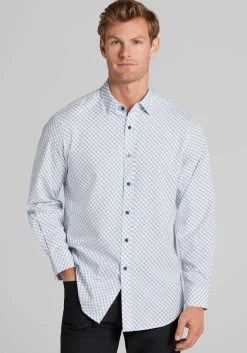 Traveler® COOLMOTION Tailored Fit Diamond Geo 4-Way Stretch Button Up Shirt