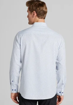 Traveler® COOLMOTION Tailored Fit Diamond Geo 4-Way Stretch Button Up Shirt