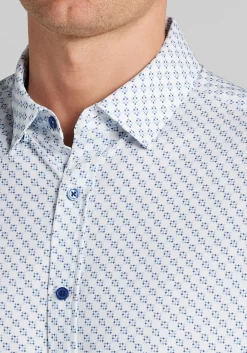 Traveler® COOLMOTION Tailored Fit Diamond Geo 4-Way Stretch Button Up Shirt