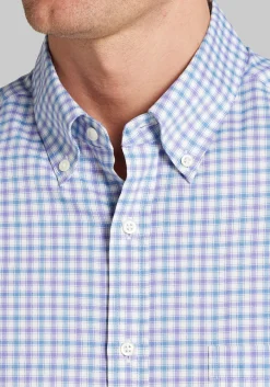 Traveler® COOLMOTION Tailored Fit Check 4-Way Stretch Button Up Shirt