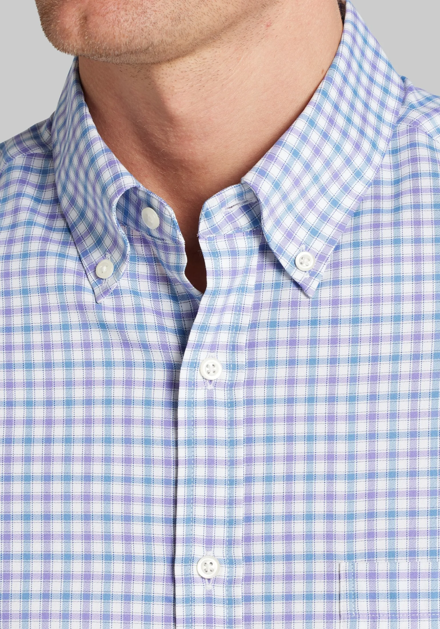 Traveler® COOLMOTION Tailored Fit Check 4-Way Stretch Button Up Shirt