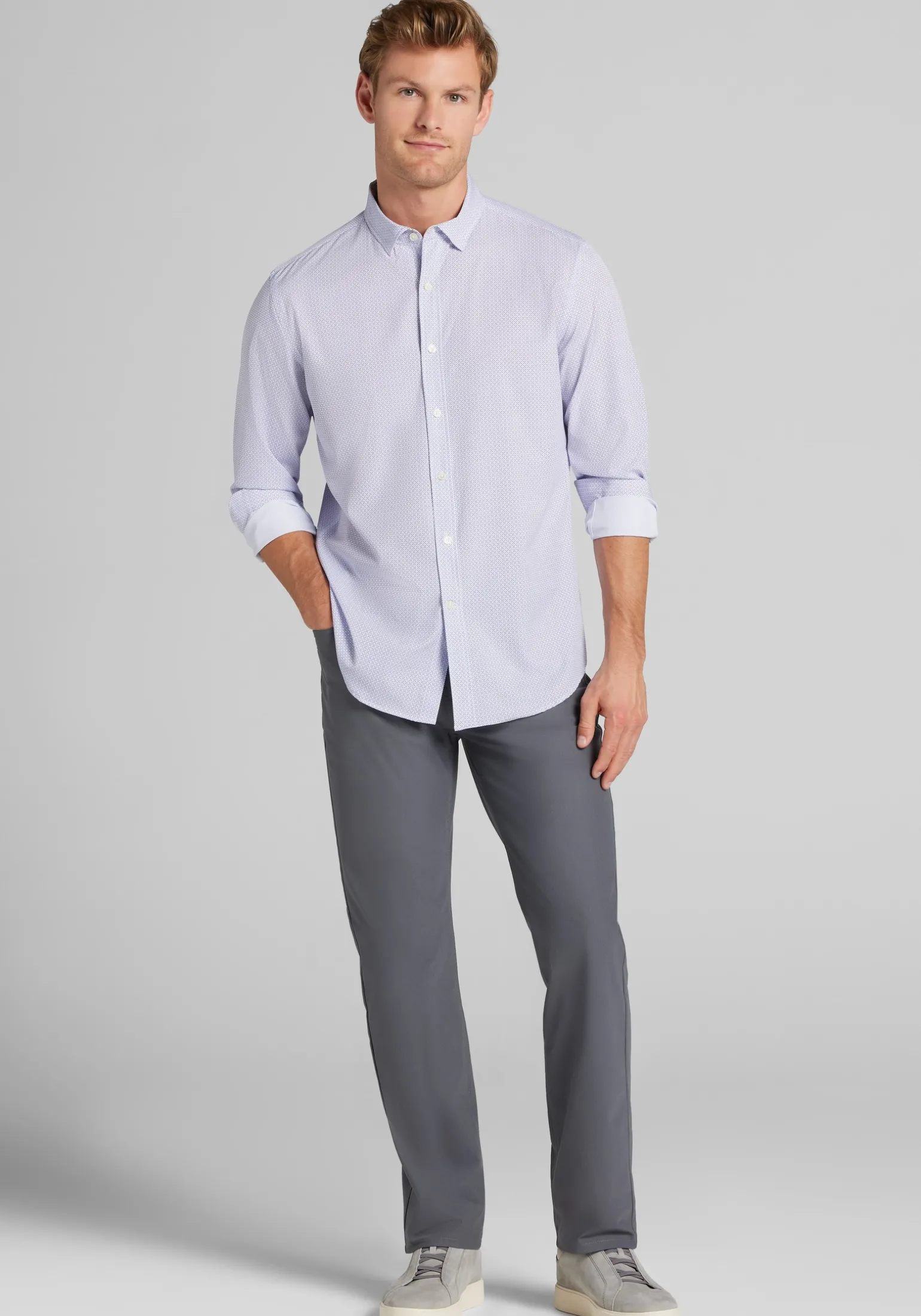 Traveler® COOLMOTION Tailored Fit Petal Neat Button Up Shirt