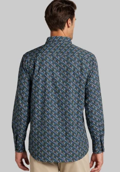Traveler® COOLMOTION Tailored Fit Leaves 4-Way Stretch Button Up Shirt
