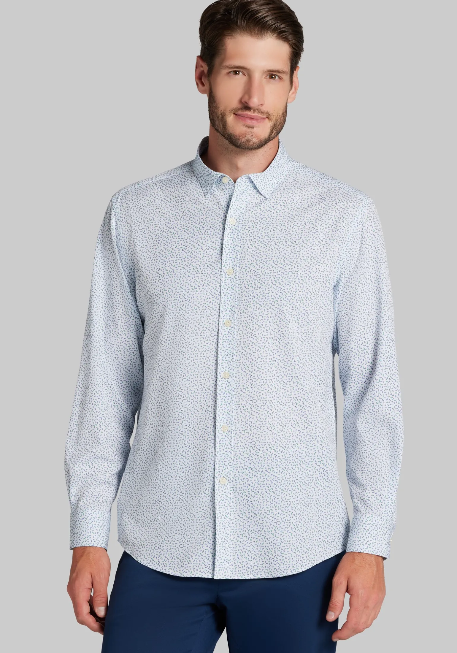 Traveler® COOLMOTION Tailored Fit Paisley Button Up Shirt