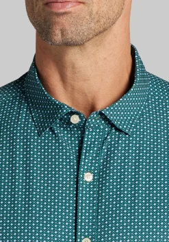 Traveler® COOLMOTION Tailored Fit Neat Flower 4-Way Stretch Button Up Shirt