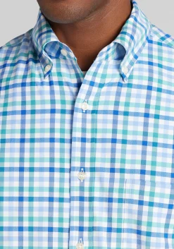 Traveler® Performance Tailored Fit Plaid Button Up Shirt - Big & Tall