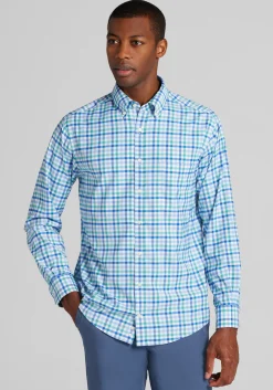Traveler® Performance Tailored Fit Plaid Button Up Shirt