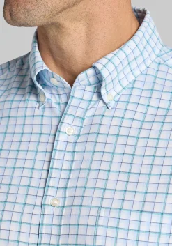 Traveler® Performance Tailored Fit Medium Grid Button Up Shirt