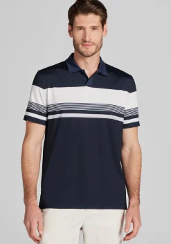 Traveler® Performance Tailored Fit Engineered Stripe Short Sleeve Polo