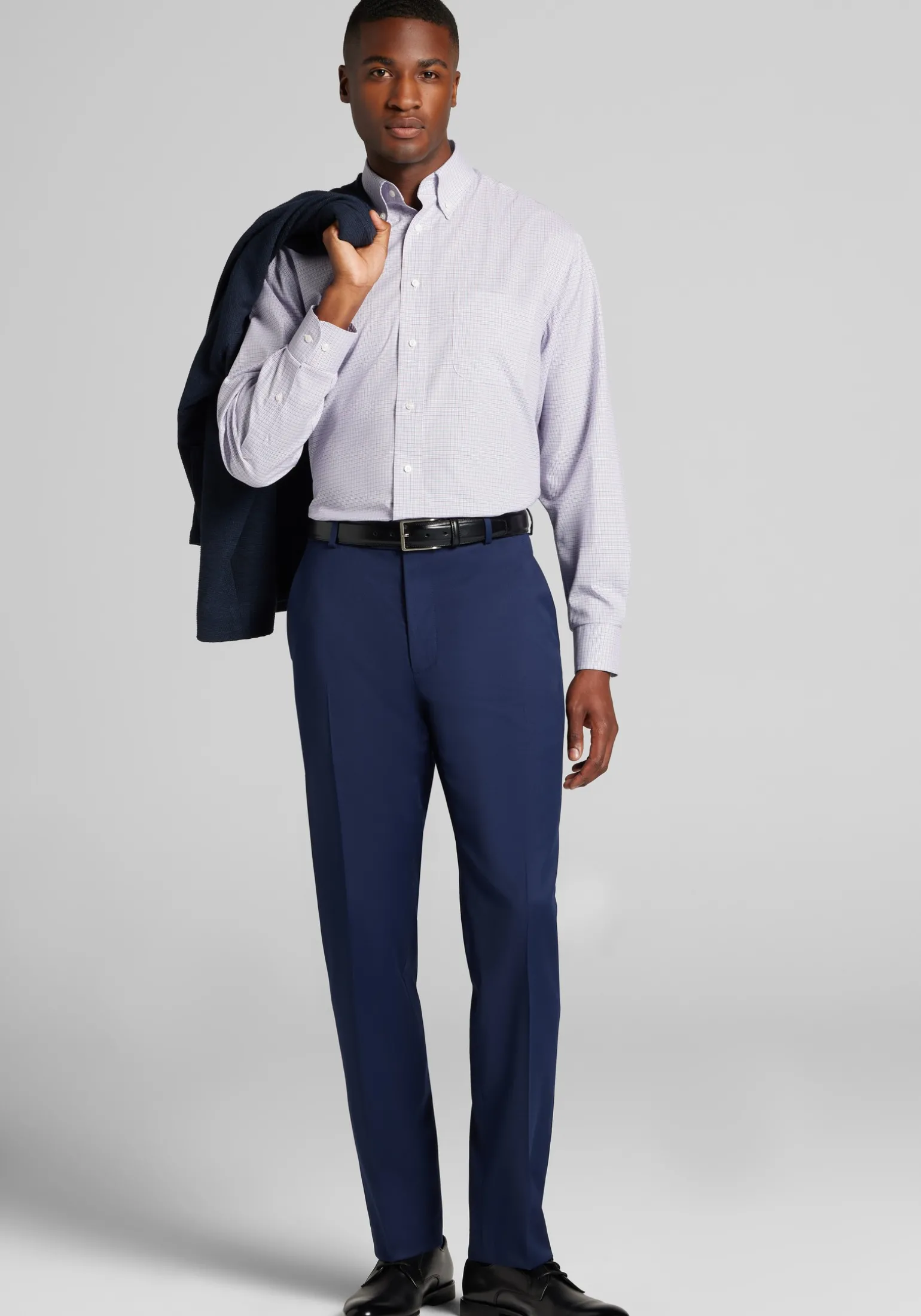 Traveler® Traditional Fit Mini Plaid Dress Shirt