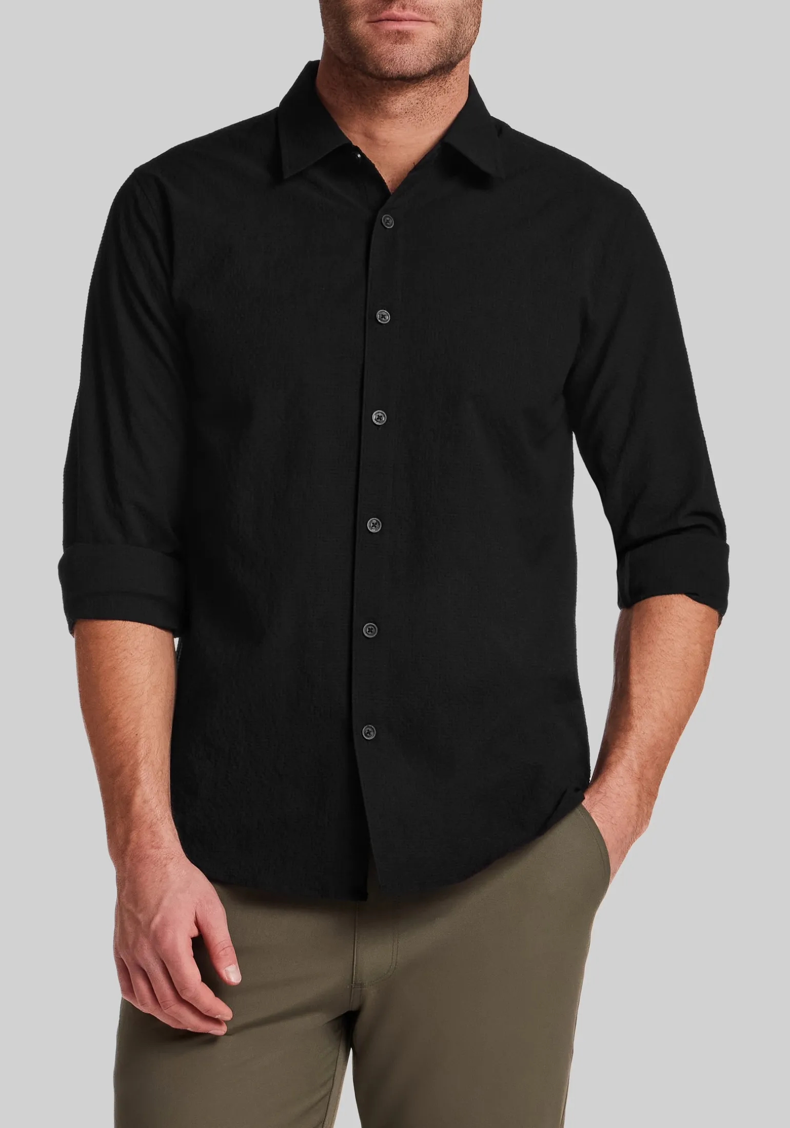Vintage & Black Traditional Fit Mini Seersucker Button Up Shirt