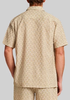 Vintage & Black Traditional Fit Medallion Seersucker Short Sleeve Shirt