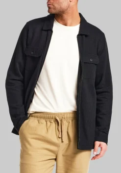 Vintage & Black Traditional Fit Linen-Blend Zip-Up Overshirt