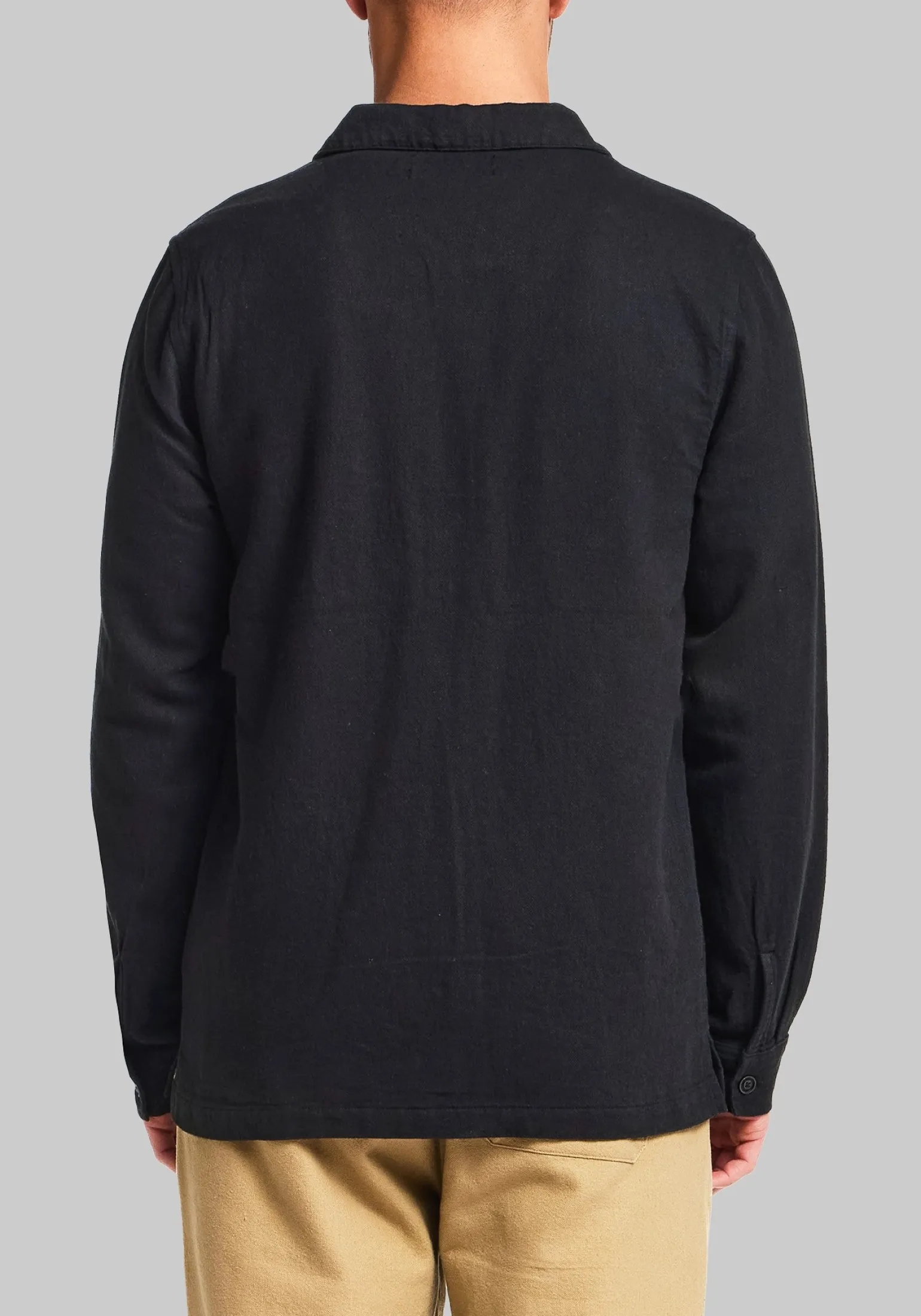 Vintage & Black Traditional Fit Linen-Blend Zip-Up Overshirt