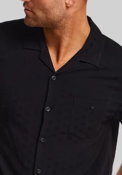 Vintage & Black Traditional Fit Short Sleeve Dobby Camp Shirt